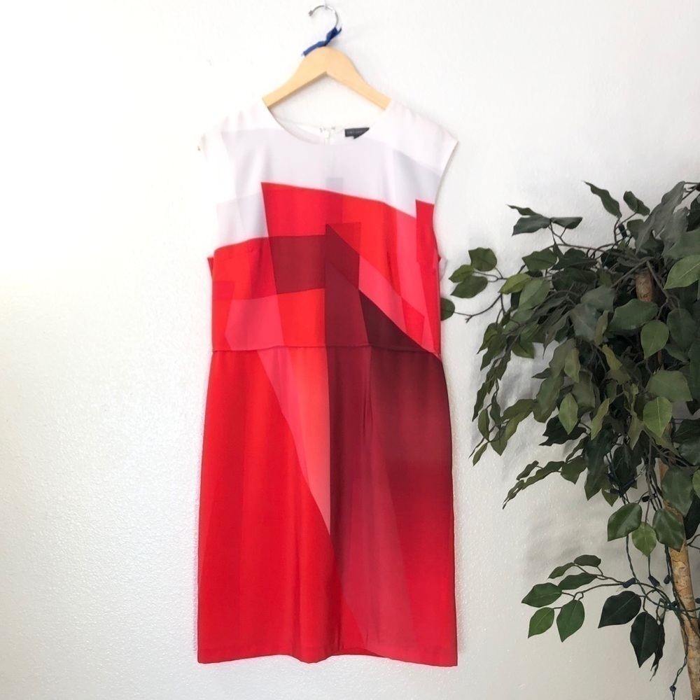 Vince Camuto Red And White Sheath Dress